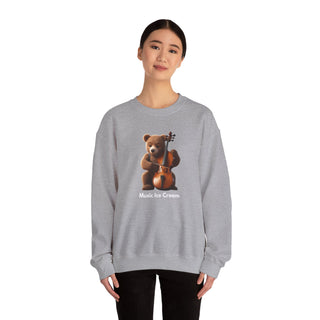 Double Bass Delight: 'Bear in Harmony' Unisex Crewneck Sweatshirt