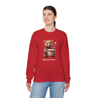 Rhythmic Bear Beats: 'Drumming Delight' Unisex Crewneck Sweatshirt