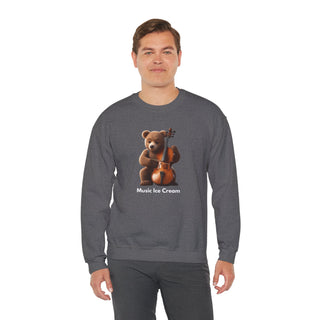 Double Bass Delight: 'Bear in Harmony' Unisex Crewneck Sweatshirt