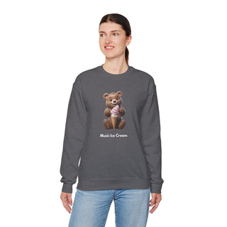 Joyful Scoops: 'Bear & Ice Cream Bliss' Unisex Crewneck Sweatshirt