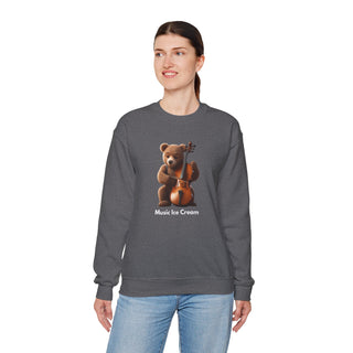 Double Bass Delight: 'Bear in Harmony' Unisex Crewneck Sweatshirt