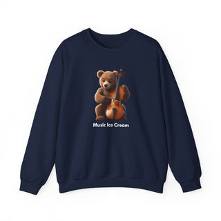 Double Bass Delight: 'Bear in Harmony' Unisex Crewneck Sweatshirt