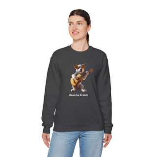 Rockstar Riffs: 'Guitar Hero Pup' Unisex Crewneck Sweatshirt