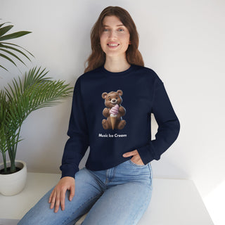 Joyful Scoops: 'Bear & Ice Cream Bliss' Unisex Crewneck Sweatshirt