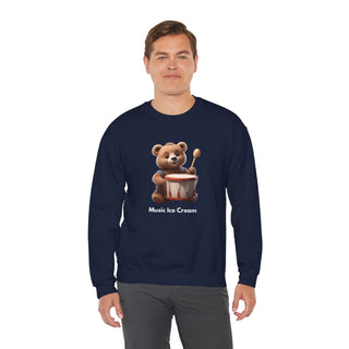 Rhythmic Bear Beats: 'Drumming Delight' Unisex Crewneck Sweatshirt