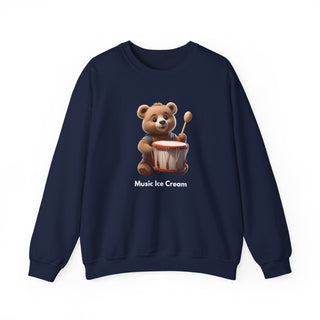 Rhythmic Bear Beats: 'Drumming Delight' Unisex Crewneck Sweatshirt