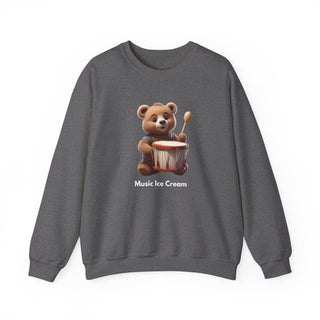 Rhythmic Bear Beats: 'Drumming Delight' Unisex Crewneck Sweatshirt