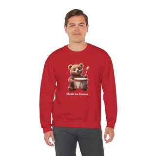 Rhythmic Bear Beats: 'Drumming Delight' Unisex Crewneck Sweatshirt