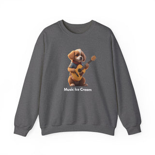 Strumming Pup Melodies: 'Guitar Groove Canine' Unisex Crewneck Sweatshirt