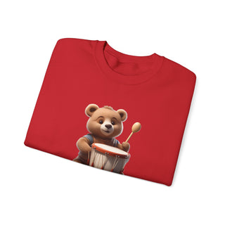 Rhythmic Bear Beats: 'Drumming Delight' Unisex Crewneck Sweatshirt