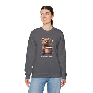 Rhythmic Bear Beats: 'Drumming Delight' Unisex Crewneck Sweatshirt