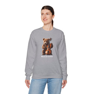 Double Bass Delight: 'Bear in Harmony' Unisex Crewneck Sweatshirt