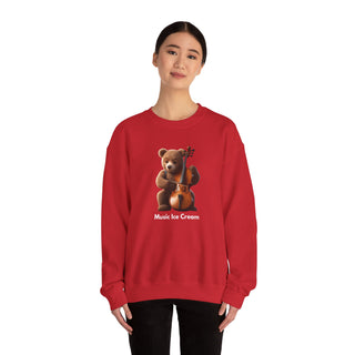 Double Bass Delight: 'Bear in Harmony' Unisex Crewneck Sweatshirt