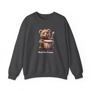 Rhythmic Bear Beats: 'Drumming Delight' Unisex Crewneck Sweatshirt