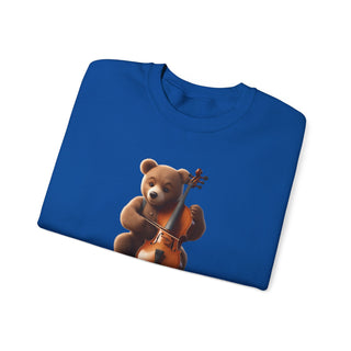 Double Bass Delight: 'Bear in Harmony' Unisex Crewneck Sweatshirt