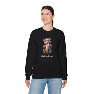 Joyful Scoops: 'Bear & Ice Cream Bliss' Unisex Crewneck Sweatshirt