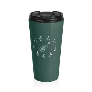 Harmonious Symphony Violin and Treble Clef Stainless Steel Travel Mug 15 oz