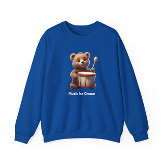 Rhythmic Bear Beats: 'Drumming Delight' Unisex Crewneck Sweatshirt