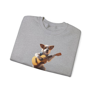 Rockstar Riffs: 'Guitar Hero Pup' Unisex Crewneck Sweatshirt