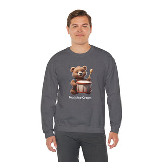 Rhythmic Bear Beats: 'Drumming Delight' Unisex Crewneck Sweatshirt