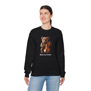 Double Bass Delight: 'Bear in Harmony' Unisex Crewneck Sweatshirt