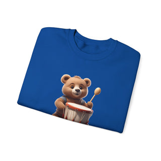 Rhythmic Bear Beats: 'Drumming Delight' Unisex Crewneck Sweatshirt