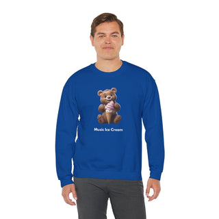 Joyful Scoops: 'Bear & Ice Cream Bliss' Unisex Crewneck Sweatshirt