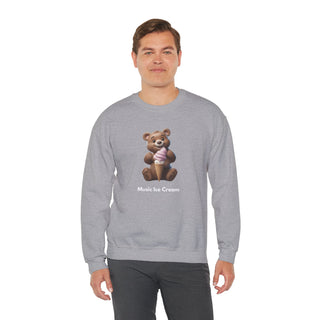 Joyful Scoops: 'Bear & Ice Cream Bliss' Unisex Crewneck Sweatshirt