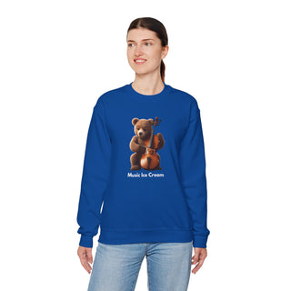 Double Bass Delight: 'Bear in Harmony' Unisex Crewneck Sweatshirt