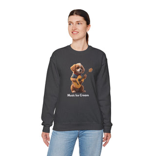 Strumming Pup Melodies: 'Guitar Groove Canine' Unisex Crewneck Sweatshirt