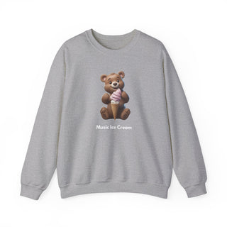 Joyful Scoops: 'Bear & Ice Cream Bliss' Unisex Crewneck Sweatshirt