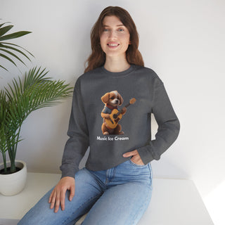 Strumming Pup Melodies: 'Guitar Groove Canine' Unisex Crewneck Sweatshirt