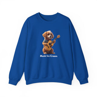 Strumming Pup Melodies: 'Guitar Groove Canine' Unisex Crewneck Sweatshirt