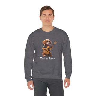 Strumming Pup Melodies: 'Guitar Groove Canine' Unisex Crewneck Sweatshirt