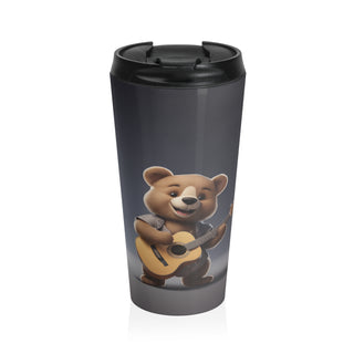 Rock 'n' Roar Guitarist Bear Stainless Steel Travel Mug 15 oz