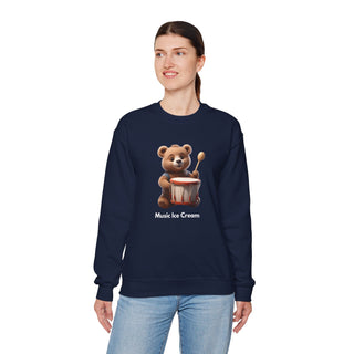 Rhythmic Bear Beats: 'Drumming Delight' Unisex Crewneck Sweatshirt