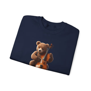 Double Bass Delight: 'Bear in Harmony' Unisex Crewneck Sweatshirt