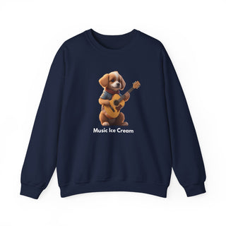 Strumming Pup Melodies: 'Guitar Groove Canine' Unisex Crewneck Sweatshirt