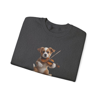 Violin Virtuoso Pup: 'Strings of Joy' Unisex Crewneck Sweatshirt