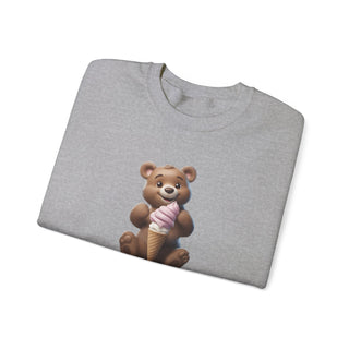 Joyful Scoops: 'Bear & Ice Cream Bliss' Unisex Crewneck Sweatshirt