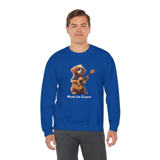 Strumming Pup Melodies: 'Guitar Groove Canine' Unisex Crewneck Sweatshirt