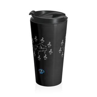 Melodic Harmony Piano and Treble Clef Stainless Steel Travel Mug 15 oz