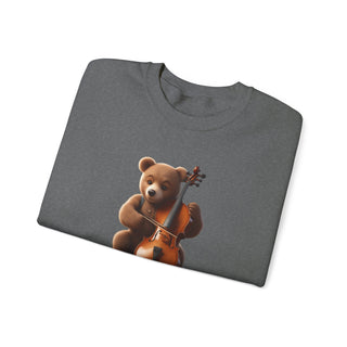 Double Bass Delight: 'Bear in Harmony' Unisex Crewneck Sweatshirt