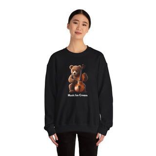 Double Bass Delight: 'Bear in Harmony' Unisex Crewneck Sweatshirt