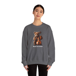 Double Bass Delight: 'Bear in Harmony' Unisex Crewneck Sweatshirt