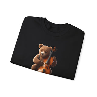 Double Bass Delight: 'Bear in Harmony' Unisex Crewneck Sweatshirt