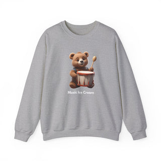 Rhythmic Bear Beats: 'Drumming Delight' Unisex Crewneck Sweatshirt