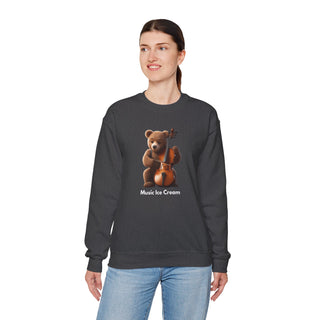 Double Bass Delight: 'Bear in Harmony' Unisex Crewneck Sweatshirt