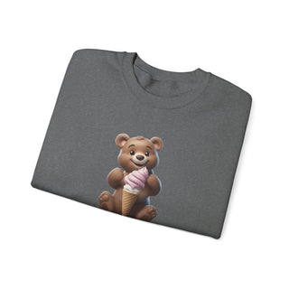 Joyful Scoops: 'Bear & Ice Cream Bliss' Unisex Crewneck Sweatshirt