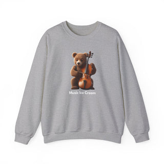 Double Bass Delight: 'Bear in Harmony' Unisex Crewneck Sweatshirt